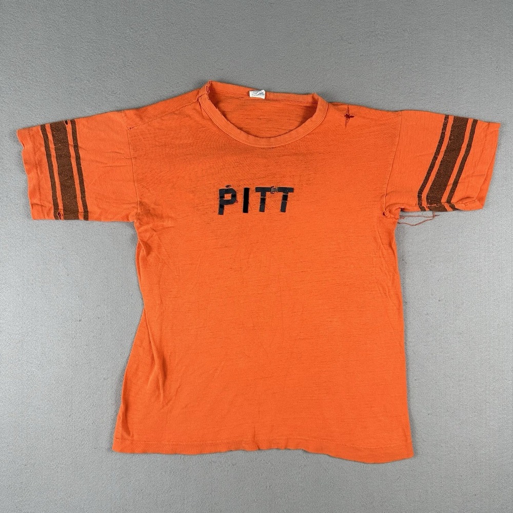 Vtg 80s Champion Jersey Shirt Large University Of Pittsburg Thrashed Distressed